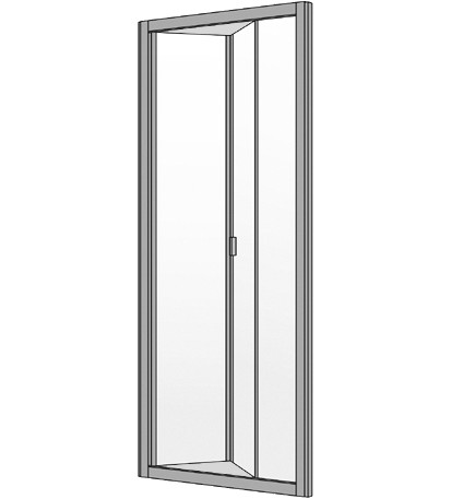 Porte coulissante pliante S400 NICHE, 76-80 cm, H 200 cm 2 panneaux, verre  véritable clair, couleur argent mat