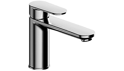 [1621C1262] Mélangeur de lavabo ELLA S 150 mm, goulot fixe eau froide par position du levier au milieu, vidage excentrique, tuyaux de raccordement flexibles 3/8" groupe acoustique NT, chromeline