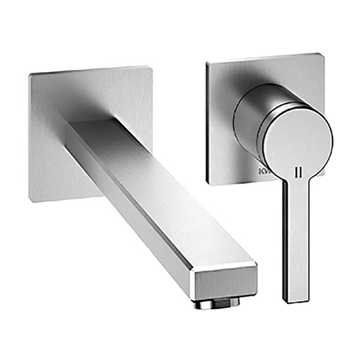 [1621C1334] Mélangeur mural à 2 trous AVA E INOX UP, set de montage final S 225 mm, goulot fixe sans corps à encastrer Nr. 39.001.400.700, acier inoxydable