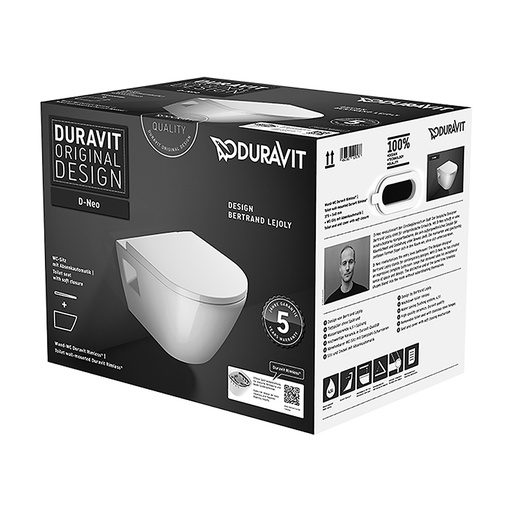 [1626M0004] Cuvette murale Set D-NEO UP se compose de cuvette murale Rimless D-Neo et siège de WC D-Neo avec amortissement, ATTACHEMENT VISIBLE, standard, blanc