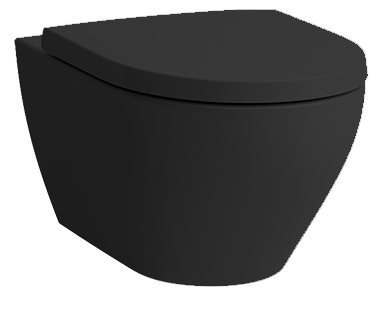 [1625C0238] Cuvette murale MODERNA S UP silencieux, design, silent-flush/rimless céramique, fixation cachée pour chasse d'eau à encastrer avec protection sonore, standard, noir mat
