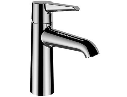 [1621C1468] Mélangeur de lavabo PURE S 110 mm, goulot fixe Eco+, eau froide par position du levier au milieu sans vidage, chromé