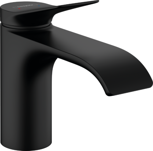 [1621C1497] Mélangeur de lavabo VIVENIS 80 S 133 cm, goulot fixe avec vidage excentrique, Noir matt