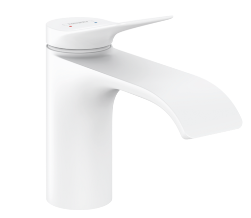 [1621C1498] Mélangeur de lavabo VIVENIS 80 S 133 cm, goulot fixe sans vidage, Blanc matt