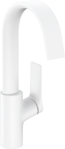 [1621C1513] Mélangeur de lavabo VIVENIS 210, S 139 cm, goulot orientable, sans vidage, Blanc mat