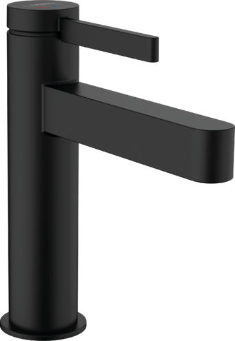 [1621C1558] Mélangeur de lavabo FINORIS 110, S 139 cm, goulot fixe CoolStart - eau froide par position de levier au milieu avec vidage Push-Open, Noir mat