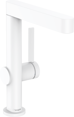 [1621C1561] Mélangeur de lavabo FINORIS 230, S 178 cm, goulot orientable, avec vidage Push- Open, Blanc mat