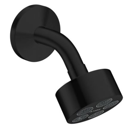 [1621C1665] EcoSmart, S 116 mm tête de douche D 73 mm, 1jet PowederRain, joint à rotule débit 8,7 l/min groupe acoustique II , Noir mat