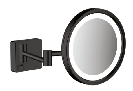 [1690C1640] Miroir cosmétique AddStoris D 16 cm, montage mural miroir grossissant, éclairage LED, noir mat