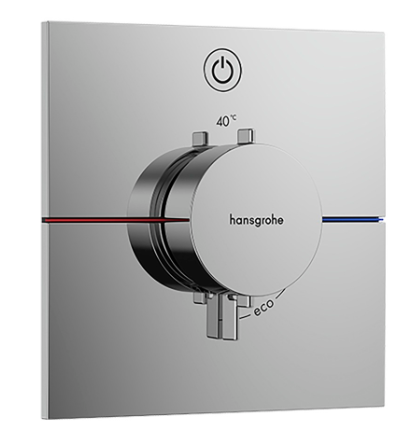 [1621C2066] Thermostat SHOWERSELECT COMFORT E UP set de montage final 15,5 x 15,5 cm, pour commander 1 fonction, robinet Start/Stop bouton Select, débit 20,3 l/min, sans corps à encastrer 757 049, chromé