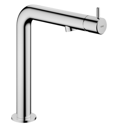 [1621S0957] Mélangeur de lavabo Ono E - S 125 mm, goulot orientable fixe, extensible jusqu'à 120° vidage Push Open, tuyaux de raccordement flexibles 3/8", classe énergétique A, chromeline