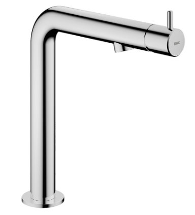 [1621S0959] Mélangeur de lavabo Ono E - S 125 mm, goulot orientable fixe, extensible jusqu'à 120° sans vidage, tuyaux de raccordement flexibles 3/8", classe énergétique A, chromeline