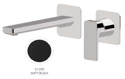 [1621H0953] Mélangeur de lavabo mural B-EASY, S 190 mm, écartement entre poignée et bec 120 mm, raccords 1/2", sans corps à encastrer 27852, débit 5 l/min, noir mat