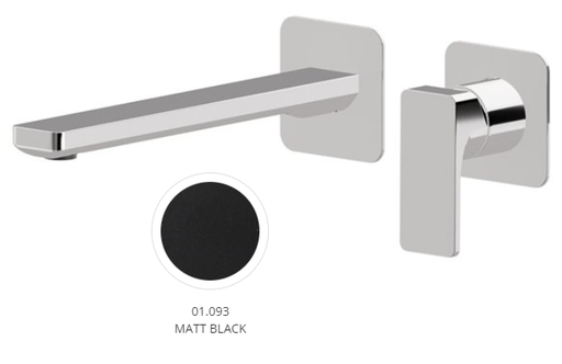 [1621H0955] Mélangeur de lavabo mural B-EASY, S 230 mm, écartement entre poignée et bec 120 mm, raccords 1/2", sans corps à encastrer 27852, débit 5 l/min, noir mat