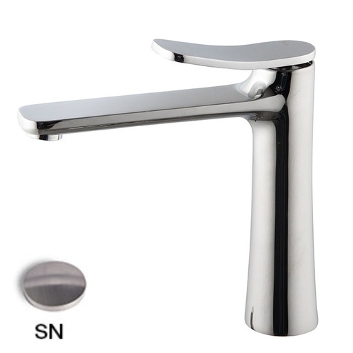 [1621C2133] Mélangeur de lavabo réhaussé FLO, S 160 mm - H 148 mm jusqu'à l'aérateur sans vidage, débit 5l/min, SN Nickel Brossé