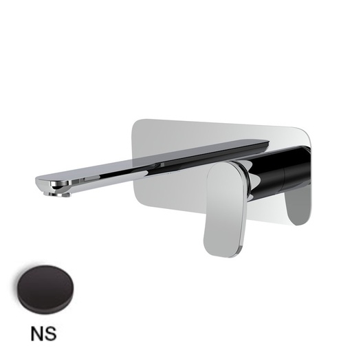[1621C2138] Mélangeur de lavabo encastré FLO, S 150 mm écartement entre poignée et bec 120 mm, avec plaque rectangulaire 216x90 mm, SANS corps encastrable, débit 5 l/min, NS Noir Mat