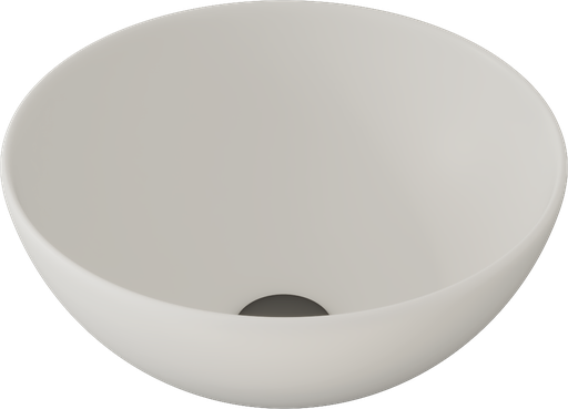 [1624C0947] Lavabo à poser rond DYNAMIC en Quarex, diam. 40 cm - H. 16 cm, texture lisse, sans trop-plein, bonde Clic-Clac universelle incluse - Couleur MACCHIATO