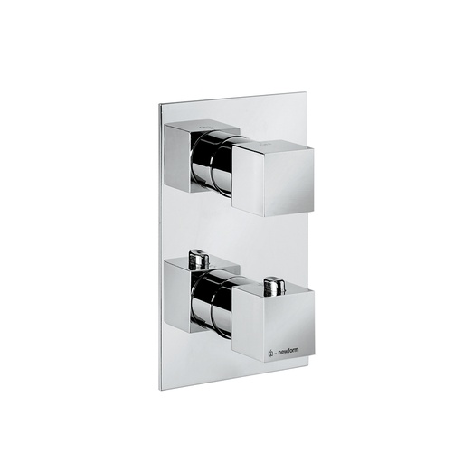 [1621C0088] Mélangeur de douche thermostatique ERGO-Q, set montage final, avec une poignée pour le contrôle de la température et une poignée avec régulateur de débit, sans corps à encastrer, chromé