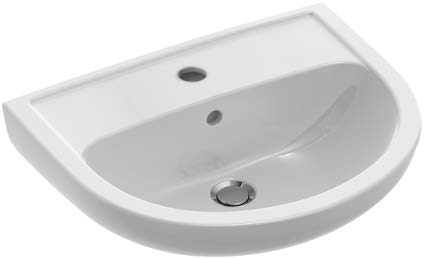 [1624M0237] Lavabo 65 x 48,5 cm Saval, céramique arrondie, avec trop plein, 1 trou de robinetterie, standard, blanc