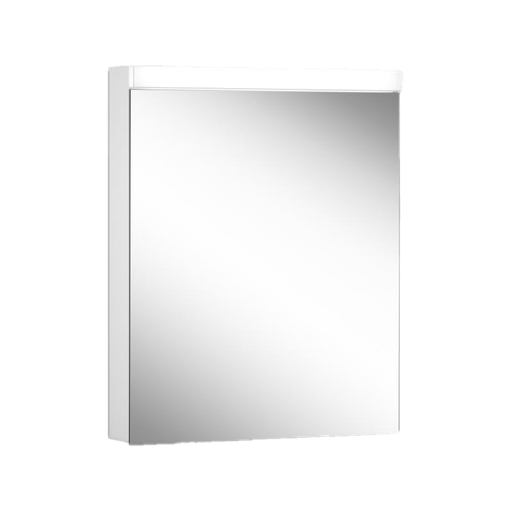 [1617M0367] Armoire de toilette LOWLINE BASIC LED 60/1/LED profil en aluminium 60 x 70/74,8 x 12 cm pour montage AP ou UP prise double en haut à droite ou à gauche, porte à double miroir charnières à droite ou à gauche, LED 12W, IP44, couleur lum. blanc froid 4000K, blanc