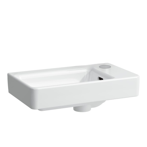 [1624C0487] Lave-mains PRO S 48 x 28 cm, céramique, 1 trou à droite, standard, blanc / Attention modèle robinetterie problématique du levier - butée contre le mur