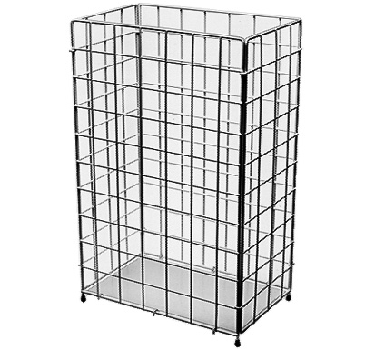 [1618C0008] Corbeille à papier CWS 40 x 25 cm, H 62 cm, grille métallique plastifiée, pliable pour pose libre ou montage mural, blanc