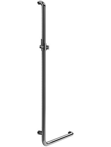 [1690C0745] Barre d'appui coudée INEOLINE PURE avec glissière de douche PURE, 50 x 120 cm, acier inoxydable, avec support de douche, Design Grip à gauche matériel de fixation inclus, brillant