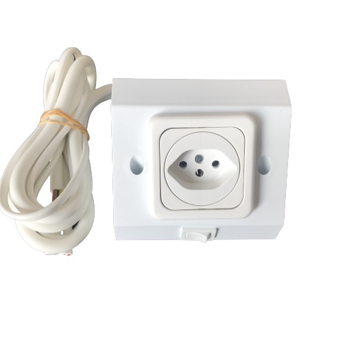 [1617C0148] A Prise pour armoire de toilette avec interrupteur L10.0xH7.0xP7.0 cm blanc 