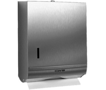 [1618C0158] Distributeur essuie-mains CWS STAINLESS STEEL PAPER SLIM 26,5 x 33,4 x 14 cm fermeture à clé pour 300 essuie-mains, acier inoxydable brossé