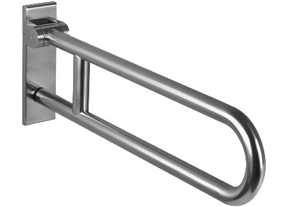 [1618C0165] Barre d'appui escam. HEWI 805 S 60 cm, D 33 mm, acier plaque murale, plaque de recouvrement en acier inoxydable poncé, sans set de fixation Nr. BM10.2.1