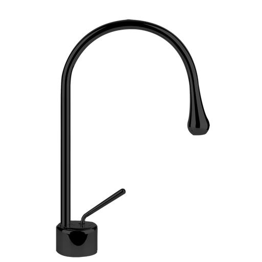 [1621C0936] Mélangeur de lavabo GOCCIA S 174 mm, goulot orientable H jusqu'à aérateur 143 mm, sans vidage, tuyaux de raccordement flexibles 3/8", groupe acoustique NT, 124 Noir Metal GHRC
