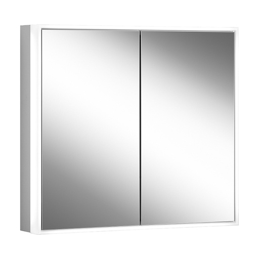 [1617C0436] Armoire toilette GLOW classic HCL (anc. PREMIUM LINE ULTIMATE HCL, PLU1) 80/2/HCL profil en aluminium 82,8 x 73,1 x 15,8 cm pour montage AP ou UP prise double en bas à gauche et à droite sur le profil latéral, 2 portes à double miroir, LED éclairée sur tout le pourtour, réglable en continu de 2000-6500K 1 x 47 W, dimmable, commande asservie à la lumière de jour bouton pour les fonctions à l'intérieur du profilé latéral, miroir grossissant IP44, standard, argent éloxé
