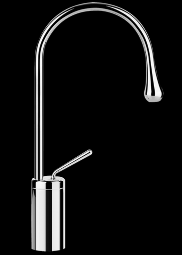 [1621C0977] Mélangeur de lavabo GOCCIA S 216 mm, goulot orientable H jusqu'à aérateur 221 mm, sans vidage, tuyaux de raccordement flexibles 3/8", groupe acoustique NT, chromé