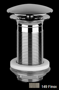 [1621C1028] Vidage Diam. 63 mm, capuchon 72 mm, EMPORIO, G 1-1/4", H 100 mm, toujours ouvert, sans trop-plein, 149 Finox